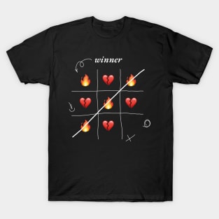tic-tac-toe play | emoji broken hearts and fire T-Shirt